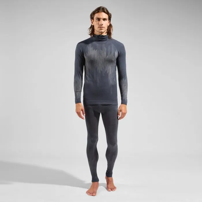 Odlo Base Layers The Kinship Performance Wool Warm Base Layer With Facemask India Ink Melange 8211 Men