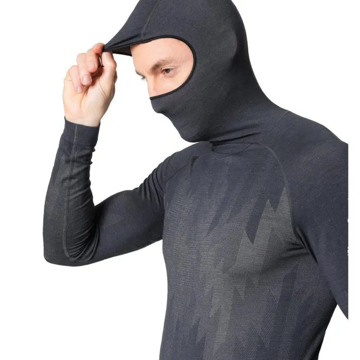 Odlo Base Layers The Kinship Performance Wool Warm Base Layer With Facemask India Ink Melange 8211 Men