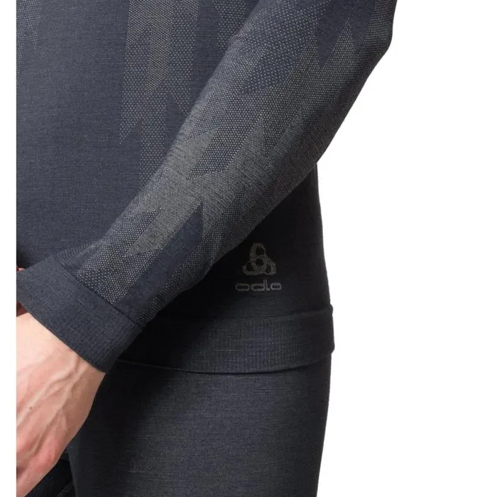 Odlo Base Layers The Kinship Performance Wool Warm Base Layer With Facemask India Ink Melange 8211 Men