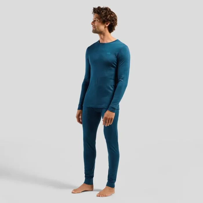 Odlo Base Layers The Natural Merino Warm Base Layer Set Blue Wing Teal 8211 Blue Ashes 8211 Men