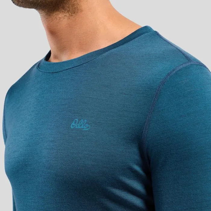 Odlo Base Layers The Natural Merino Warm Base Layer Set Blue Wing Teal 8211 Blue Ashes 8211 Men