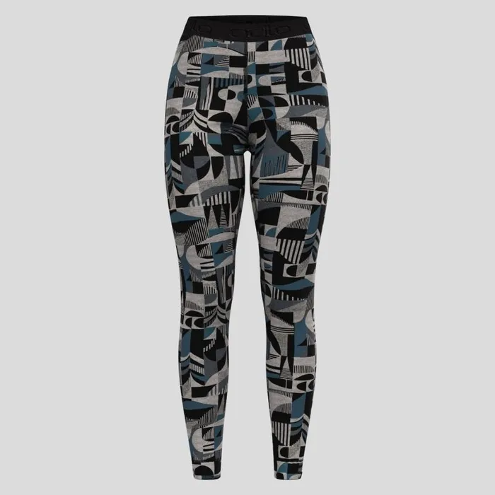 Odlo Base Layers The Natural Merino Warm Jacquard Base Layer Bottoms Provincial Blue 8211 Black 8211 Women
