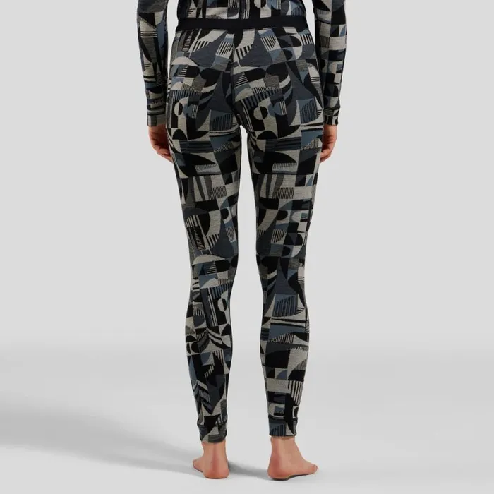 Odlo Base Layers The Natural Merino Warm Jacquard Base Layer Bottoms Provincial Blue 8211 Black 8211 Women