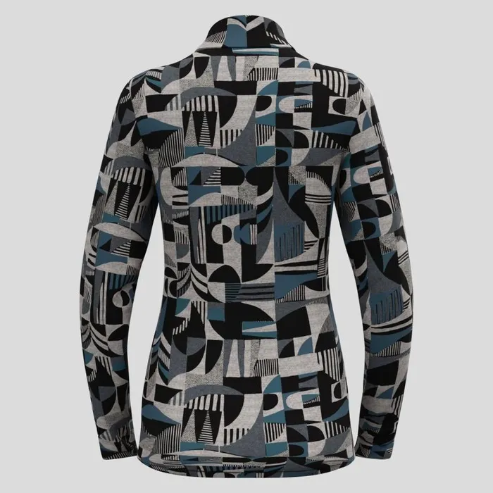 Odlo Base Layers The Natural Merino Warm Jacquard Base Layer HalfZip Provincial Blue 8211 Black 8211 Women