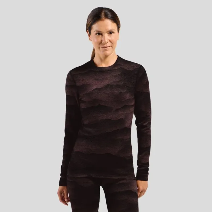 Odlo Base Layers The Natural Merino Warm Jacquard Base Layer Top Fudge 8211 Black 8211 Women Odlo Base Layers The Natural Merino Warm Jacquard Base Layer Top Fudge 8211 Black 8211 Women