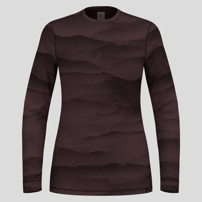 Odlo Base Layers The Natural Merino Warm Jacquard Base Layer Top Fudge 8211 Black 8211 Women