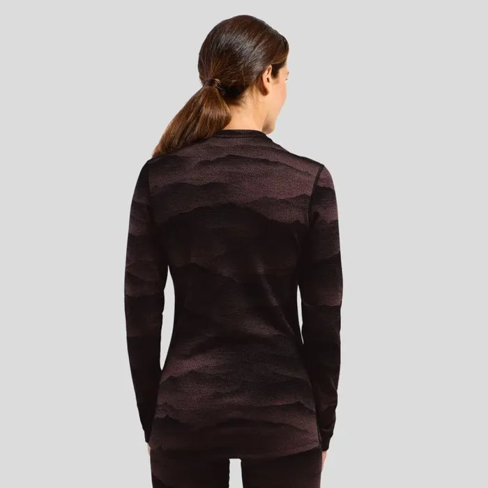 Odlo Base Layers The Natural Merino Warm Jacquard Base Layer Top Fudge 8211 Black 8211 Women