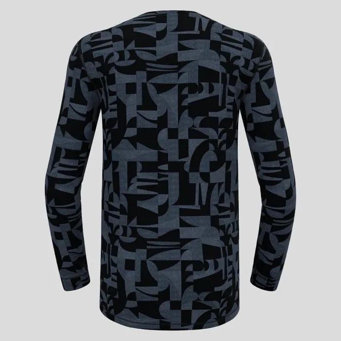 Odlo Base Layers The Natural Merino Warm Jacquard Base Layer Top Provincial Blue 8211 Black 8211 Men