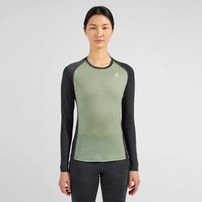 Odlo Base Layers The Performance Wool 150 Base Layer Top Matte Green 8211 Dark Grey Melange 8211 Women Odlo Base Layers The Performance Wool 150 Base Layer Top Matte Green 8211 Dark Grey Melange 8211 Women