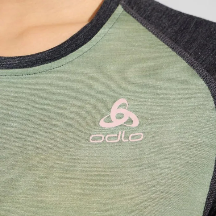 Odlo Base Layers The Performance Wool 150 Base Layer Top Matte Green 8211 Dark Grey Melange 8211 Women