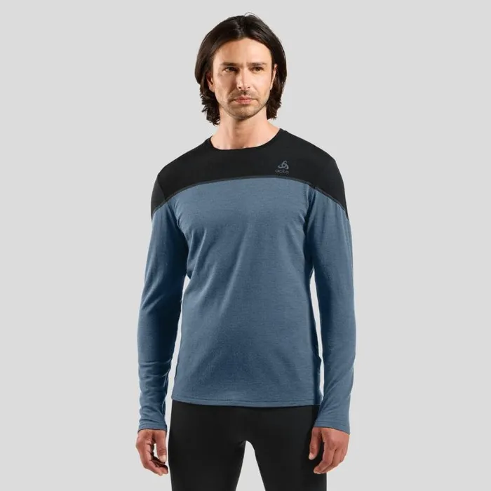 Odlo Base Layers The Revelstoke Performance Wool Warm Base Layer Top Black 8211 Provincial Blue Melange 8211 Men Odlo Base Layers The Revelstoke Performance Wool Warm Base Layer Top Black 8211 Provincial Blue Melange 8211 Men