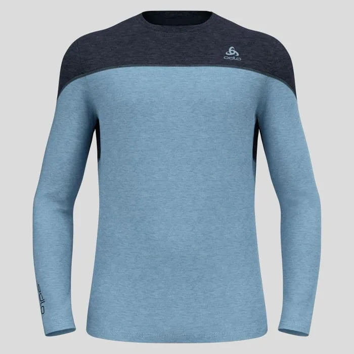 Odlo Base Layers The Revelstoke Performance Wool Warm Base Layer Top Black 8211 Provincial Blue Melange 8211 Men