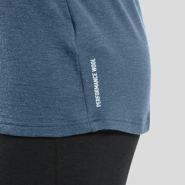 Odlo Base Layers The Revelstoke Performance Wool Warm Base Layer Top Black 8211 Provincial Blue Melange 8211 Men
