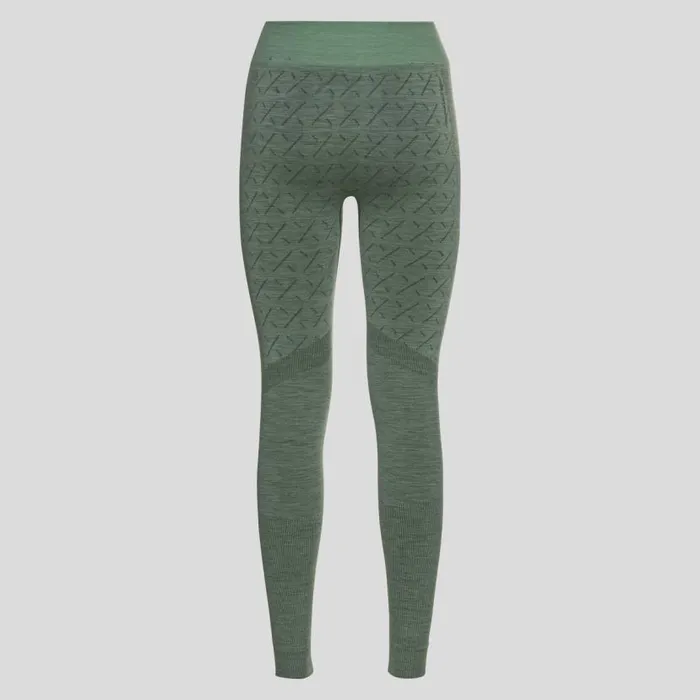 Odlo Base Layers The Slokar Performance Wool Warm Base Layer Bottoms Hedge Green 8211 Black 8211 Women