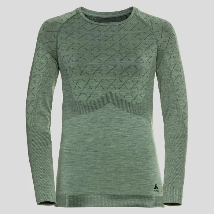 Odlo Base Layers The Slokar Performance Wool Warm Base Layer Top Hedge Green 8211 Black 8211 Women Odlo Base Layers The Slokar Performance Wool Warm Base Layer Top Hedge Green 8211 Black 8211 Women