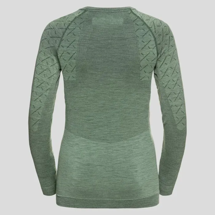 Odlo Base Layers The Slokar Performance Wool Warm Base Layer Top Hedge Green 8211 Black 8211 Women