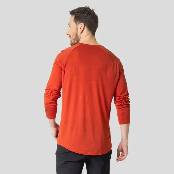 Odlo Hiking The Ascent Performance Wool 130 Hand Drawn Logo Long Sleeve TShirt Ketchup Melange 8211 Men