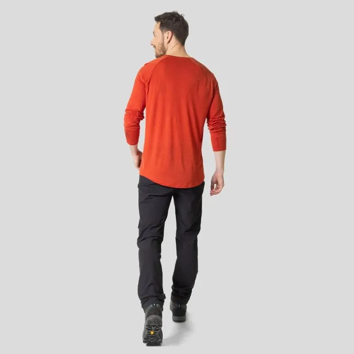 Odlo Hiking The Ascent Performance Wool 130 Hand Drawn Logo Long Sleeve TShirt Ketchup Melange 8211 Men