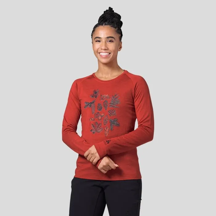 Odlo Hiking The Merino Warm Forest LongSleeve TShirt Ketchup 8211 Women