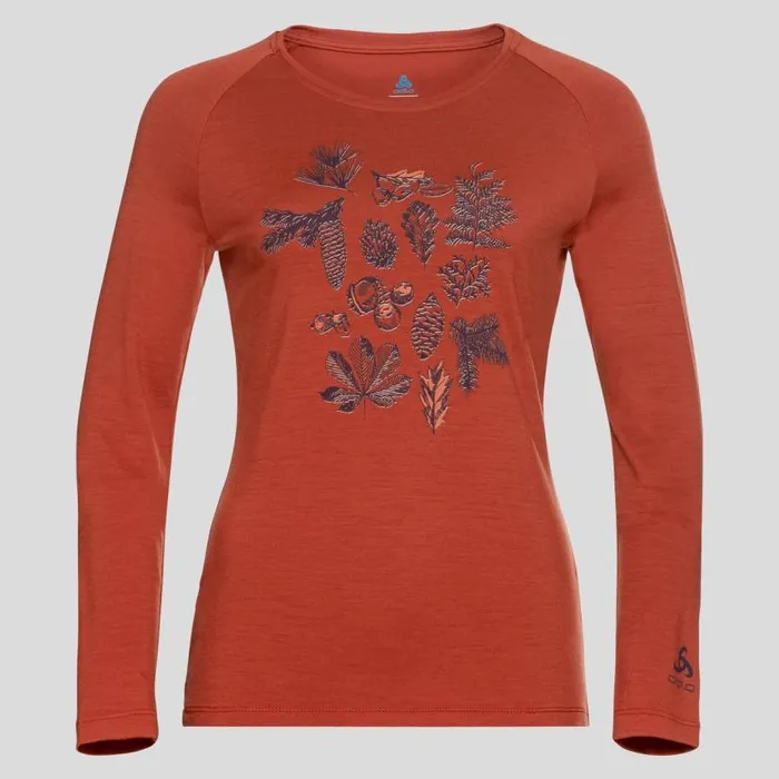 Odlo Hiking The Merino Warm Forest LongSleeve TShirt Ketchup 8211 Women