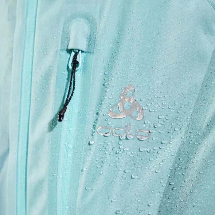 Odlo Jackets and Vests The Zeroweight Dual Dry Performance Knit Waterproof Running Jacket Aqua Haze 8211 Women