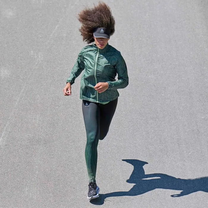 Odlo Jackets and Vests The Zeroweight Print Running Jacket Loden Frost 8211 Women