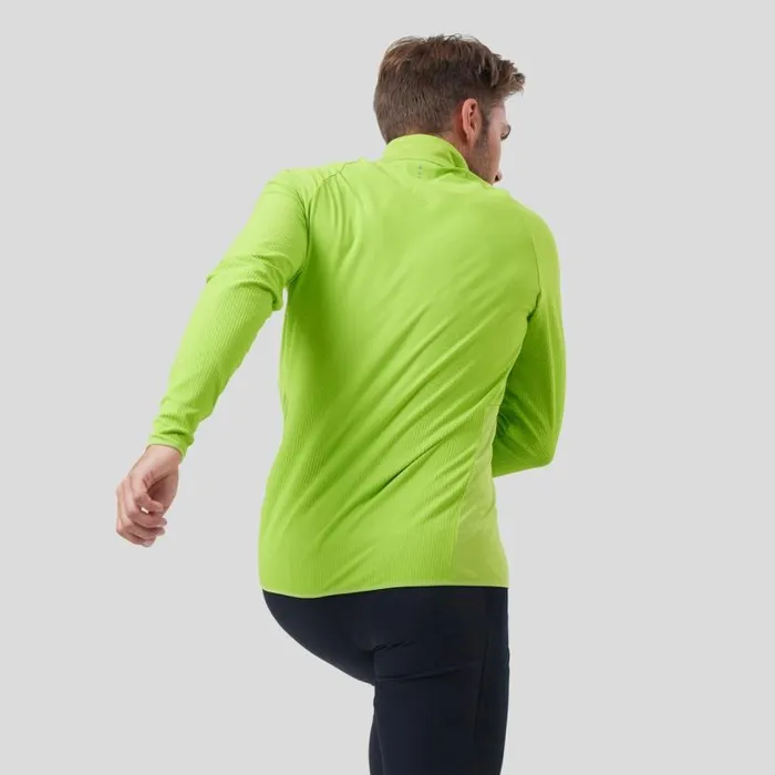 Odlo Jackets and Vests The Zeroweight Warm Hybrid Running Jacket Lime Green 8211 Black 8211 Men
