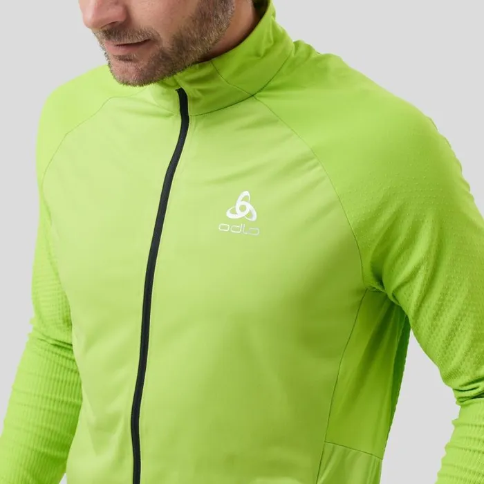 Odlo Jackets and Vests The Zeroweight Warm Hybrid Running Jacket Lime Green 8211 Black 8211 Men