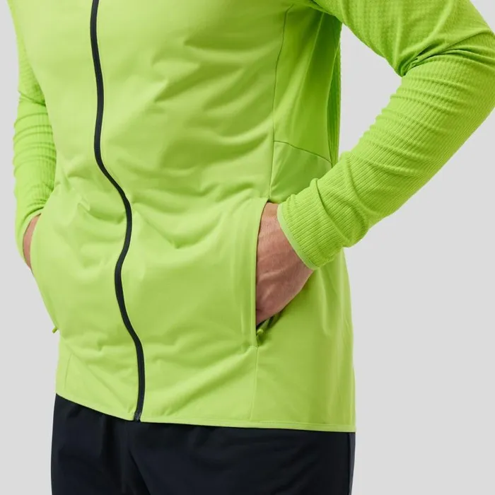 Odlo Jackets and Vests The Zeroweight Warm Hybrid Running Jacket Lime Green 8211 Black 8211 Men
