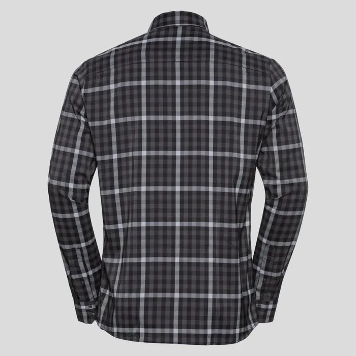 Odlo Mid Layers and Longsleeves Fairview Long Sleeve Shirt Black 8211 Odlo Graphite Grey 8211 Tradewinds 8211 Check 8211 Men