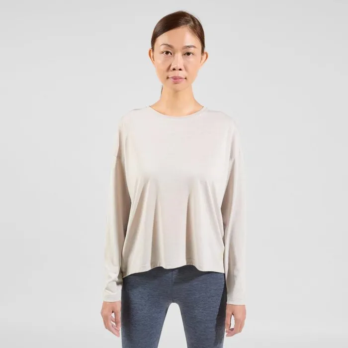 Odlo Mid Layers and Longsleeves The Active 365 Natural Blend Long Sleeve TShirt Silver Cloud Melange 8211 Women Odlo Mid Layers and Longsleeves The Active 365 Natural Blend Long Sleeve TShirt Silver Cloud Melange 8211 Women