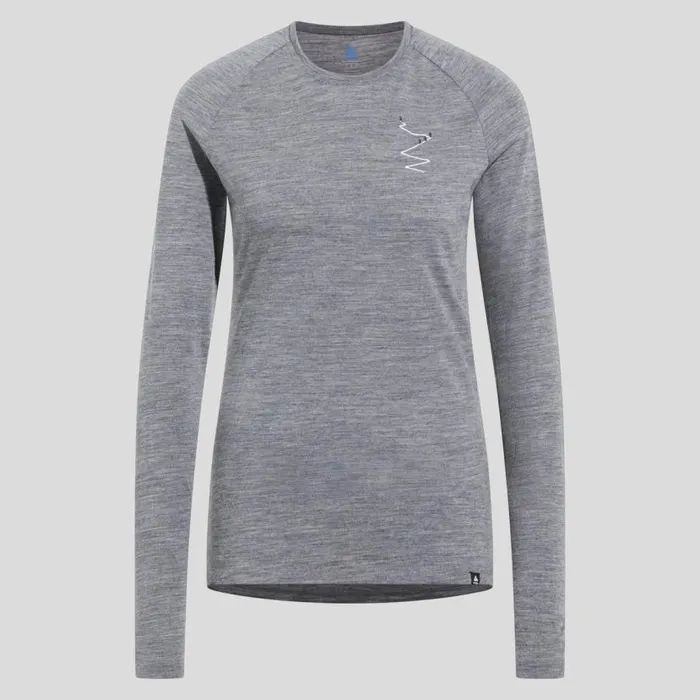 Odlo Mid Layers and Longsleeves The Ascent 365 Merino 200 Breaking Trail Graphic Grey Melange 8211 Women