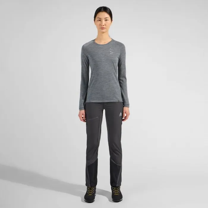 Odlo Mid Layers and Longsleeves The Ascent 365 Merino 200 Breaking Trail Graphic Grey Melange 8211 Women