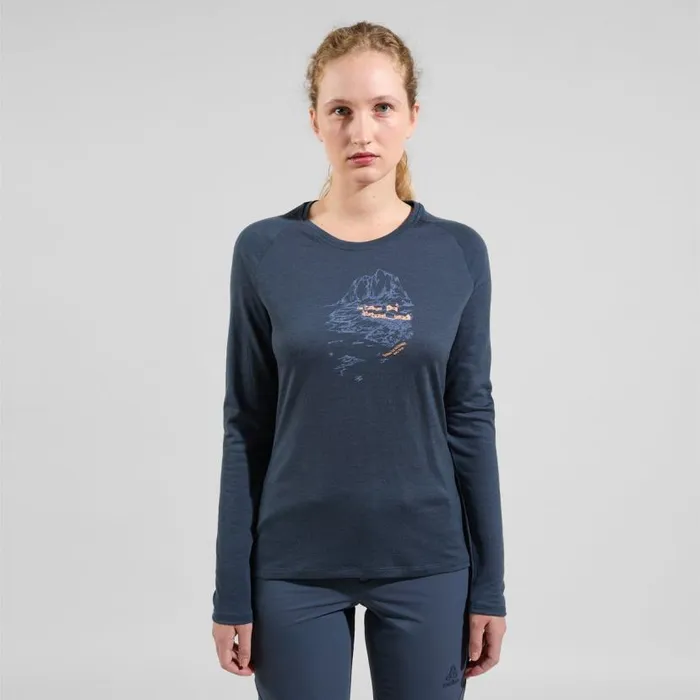 Odlo Mid Layers and Longsleeves The Ascent 365 Merino 200 Norway Graphic India Ink 8211 Women