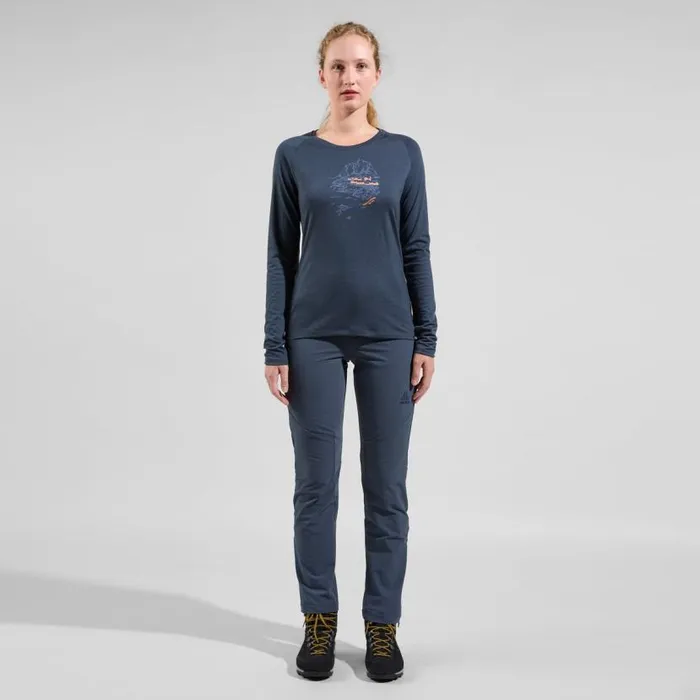 Odlo Mid Layers and Longsleeves The Ascent 365 Merino 200 Norway Graphic India Ink 8211 Women