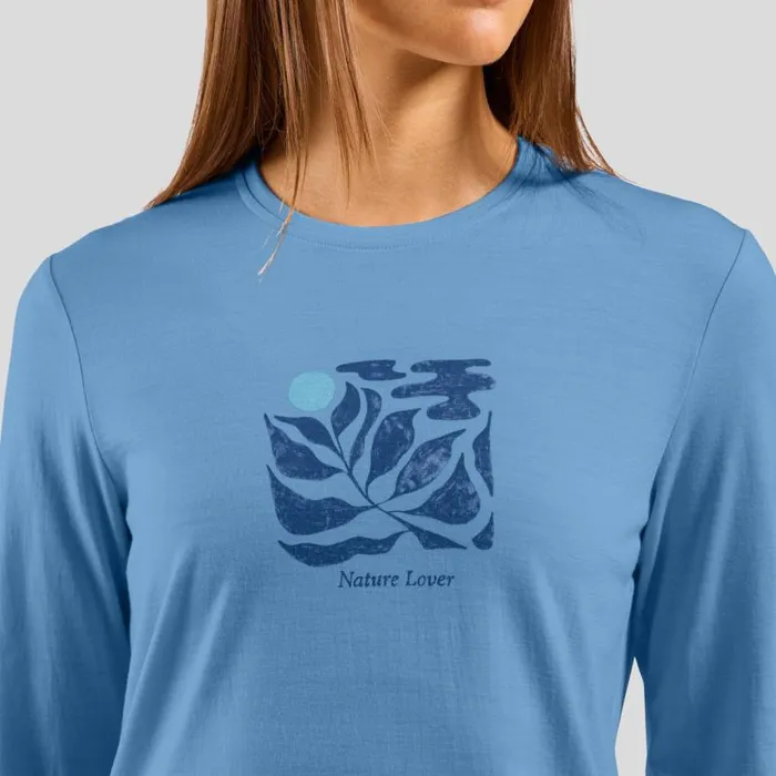 Odlo Mid Layers and Longsleeves The Ascent Merino 200 Nature Lover Long Sleeve TShirt Provincial Blue 8211 Women