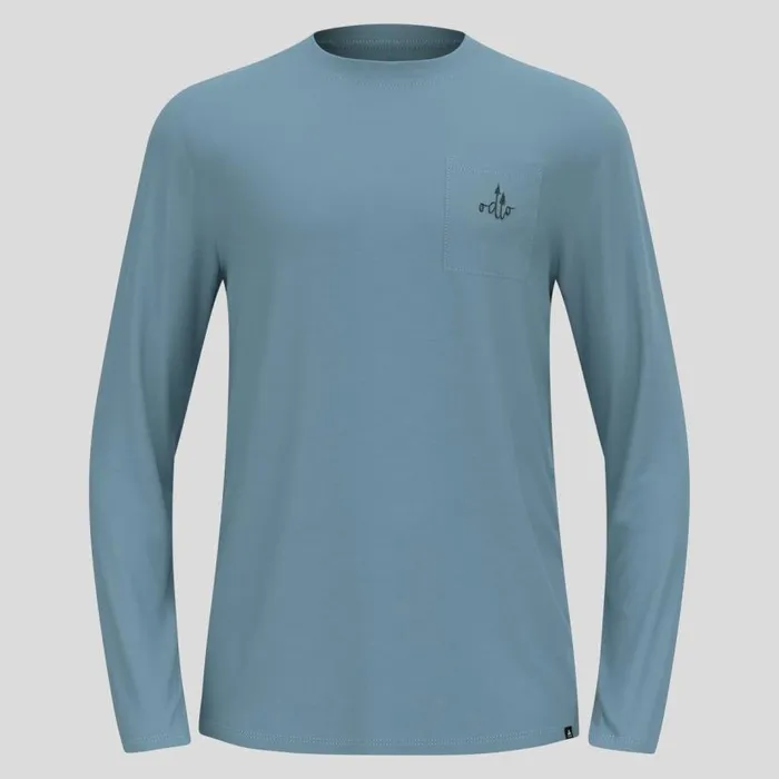 Odlo Mid Layers and Longsleeves The Ascent Merino 200 Pocket Long Sleeve TShirt Provincial Blue 8211 Men