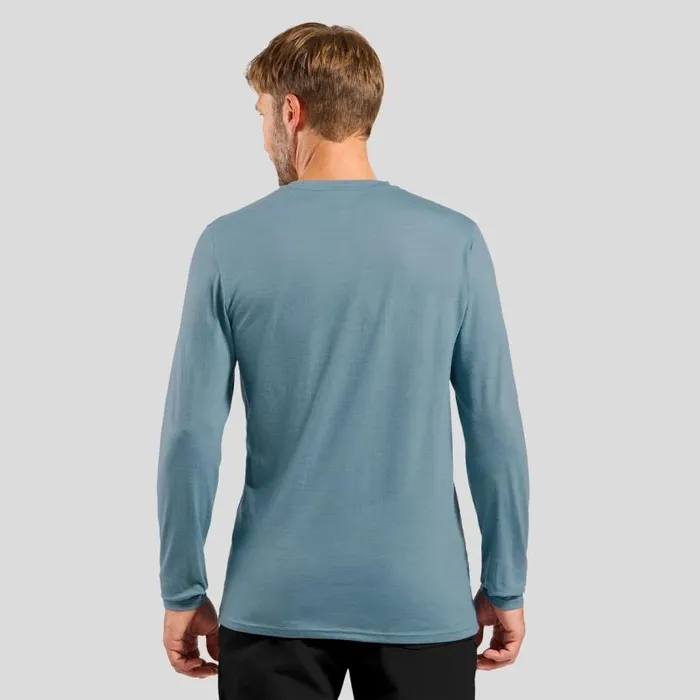 Odlo Mid Layers and Longsleeves The Ascent Merino 200 Pocket Long Sleeve TShirt Provincial Blue 8211 Men