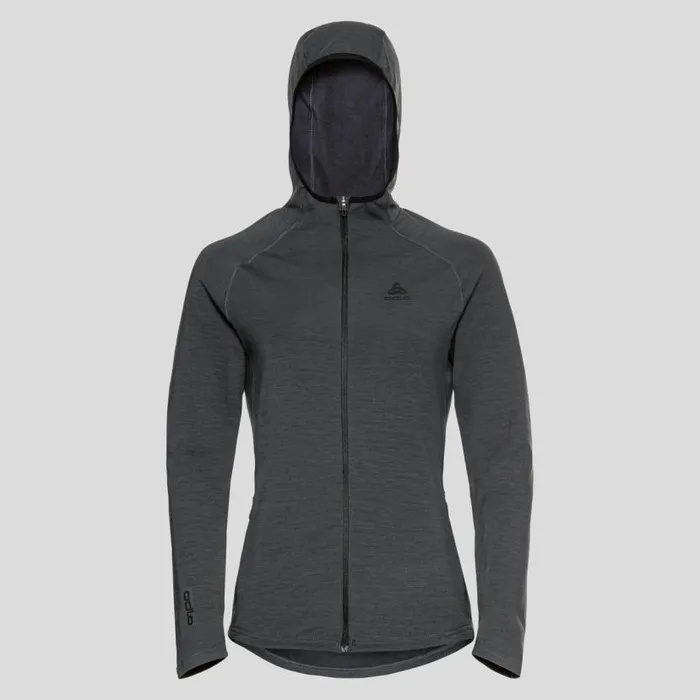 Odlo Mid Layers and Longsleeves The Ascent Performance Wool Warm Mid Layer Hooded Zip Odlo Graphite Grey 8211 Women