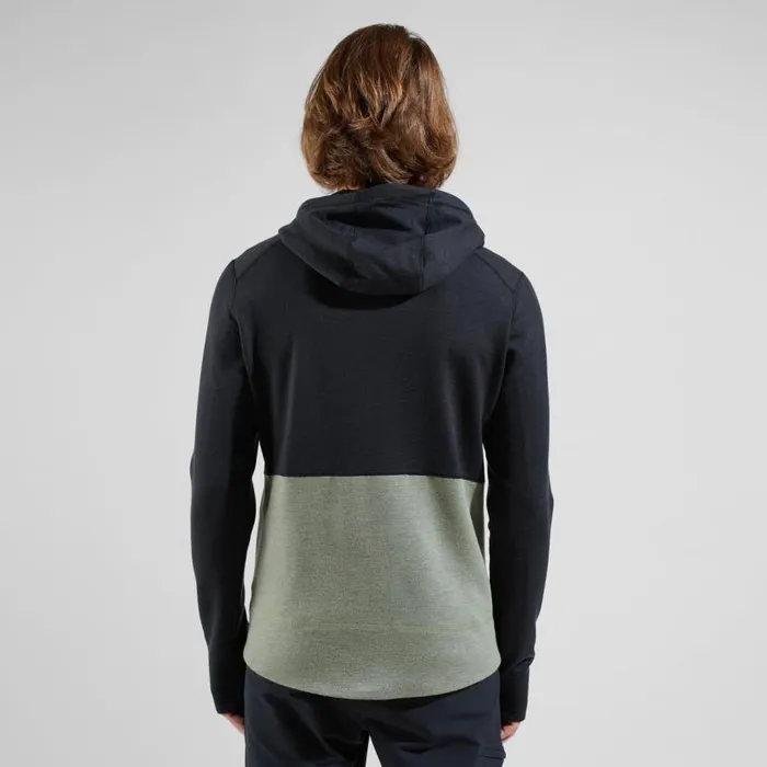 Odlo Mid Layers and Longsleeves The Ascent Performance Wool XWarm Hoody Matte Green 8211 Black 8211 Men