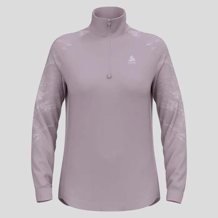 Odlo Mid Layers and Longsleeves The Berra Graphic Half Zip Gray Ridge 8211 Women