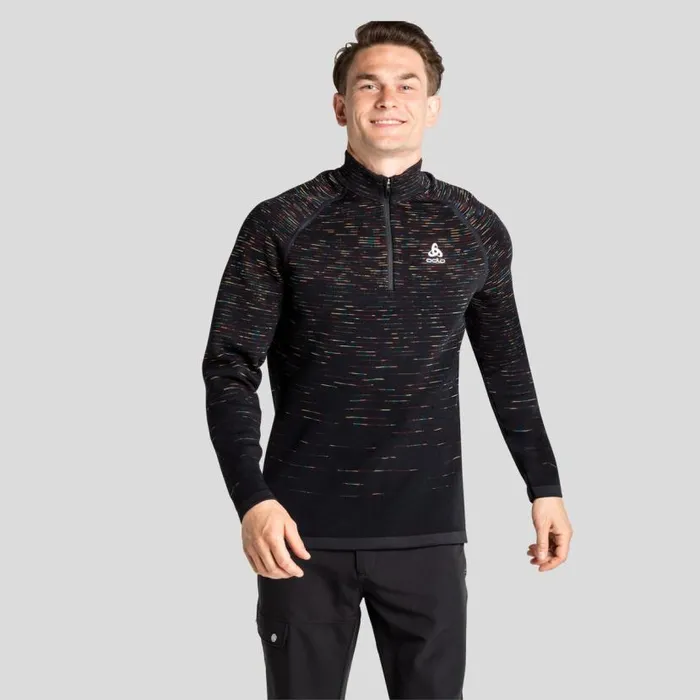 Odlo Mid Layers and Longsleeves The Blackcomb HalfZip Mid Layer Black 8211 Space Dye 8211 Men Odlo Mid Layers and Longsleeves The Blackcomb HalfZip Mid Layer Black 8211 Space Dye 8211 Men