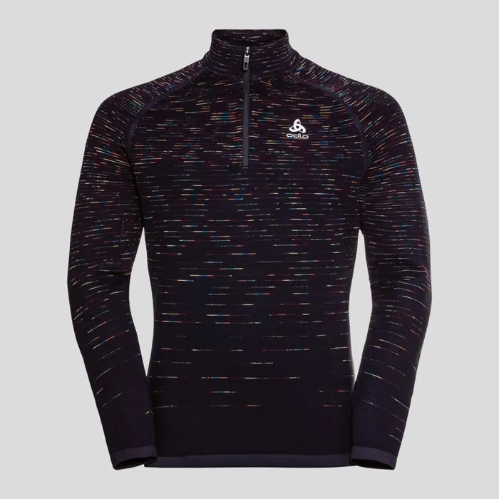 Odlo Mid Layers and Longsleeves The Blackcomb HalfZip Mid Layer Black 8211 Space Dye 8211 Men
