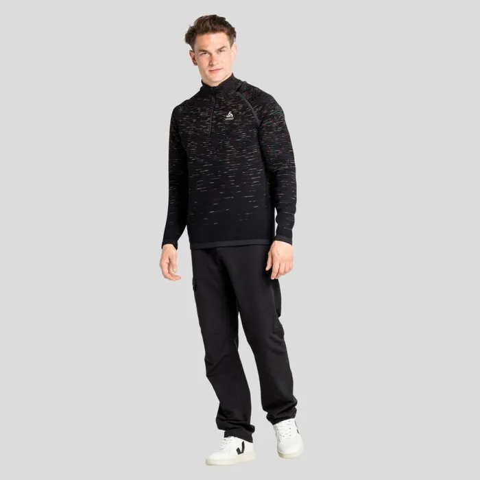 Odlo Mid Layers and Longsleeves The Blackcomb HalfZip Mid Layer Black 8211 Space Dye 8211 Men