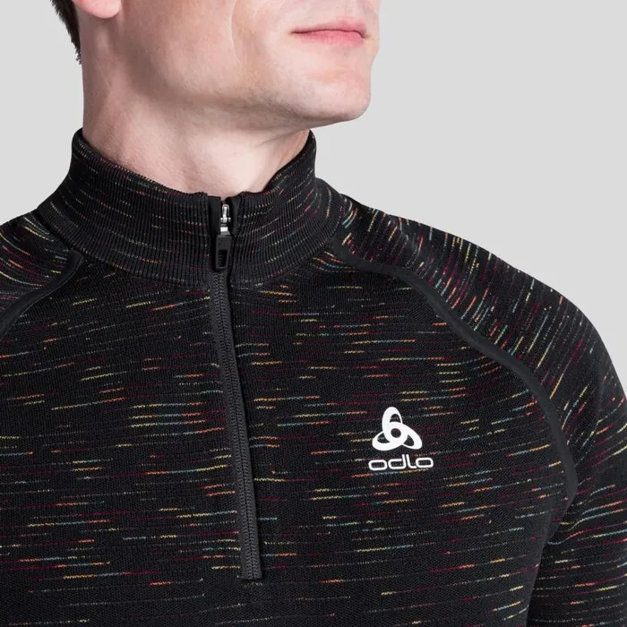 Odlo Mid Layers and Longsleeves The Blackcomb HalfZip Mid Layer Black 8211 Space Dye 8211 Men
