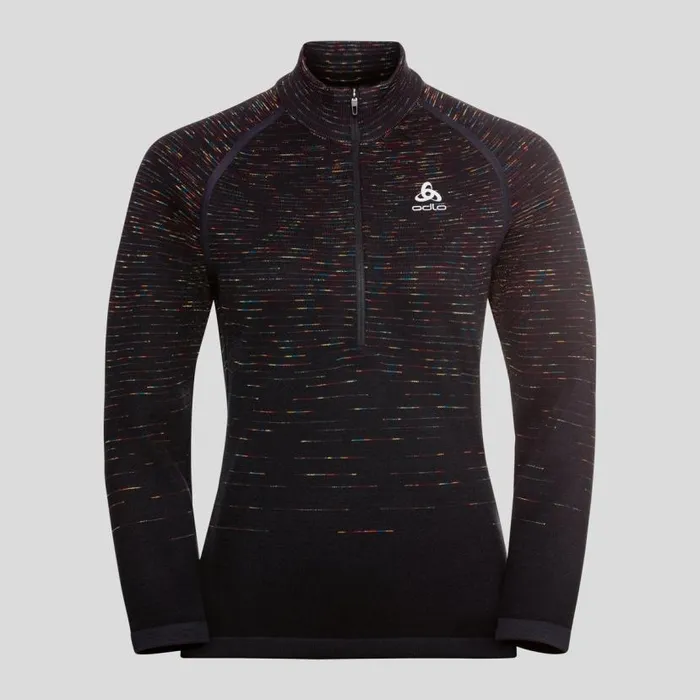 Odlo Mid Layers and Longsleeves The Blackcomb HalfZip Mid Layer Black 8211 Space Dye 8211 Women