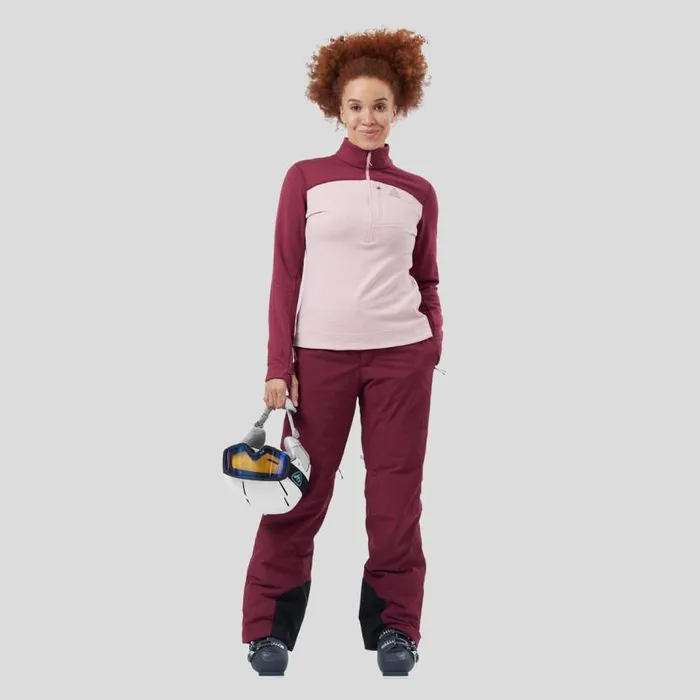Odlo Mid Layers and Longsleeves The Descent Performance Wool XWarm HalfZip Mid Layer Raspberry Fudge 8211 Boto Dolphin 8211 Women