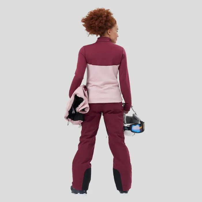 Odlo Mid Layers and Longsleeves The Descent Performance Wool XWarm HalfZip Mid Layer Raspberry Fudge 8211 Boto Dolphin 8211 Women