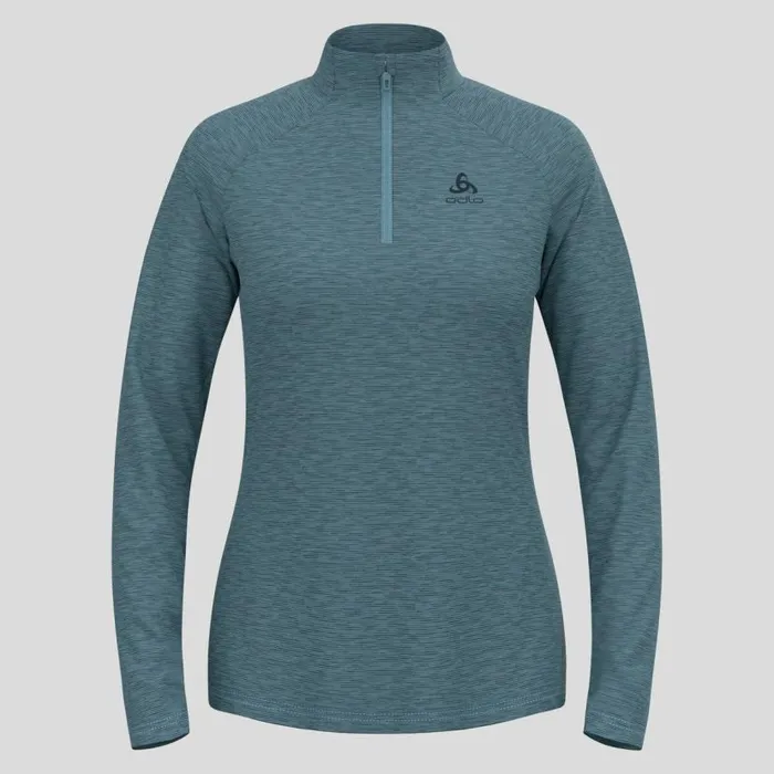 Odlo Mid Layers and Longsleeves The Essentials Ceramiwarm Half Zip Mid Layer Provincial Blue Melange 8211 Women