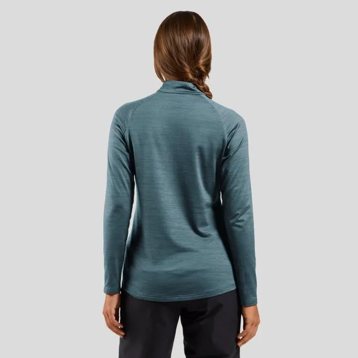 Odlo Mid Layers and Longsleeves The Essentials Ceramiwarm Half Zip Mid Layer Provincial Blue Melange 8211 Women